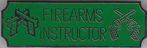FIREARMS INSTRUCTOR Silver on Green Award Bar Uniform Pin